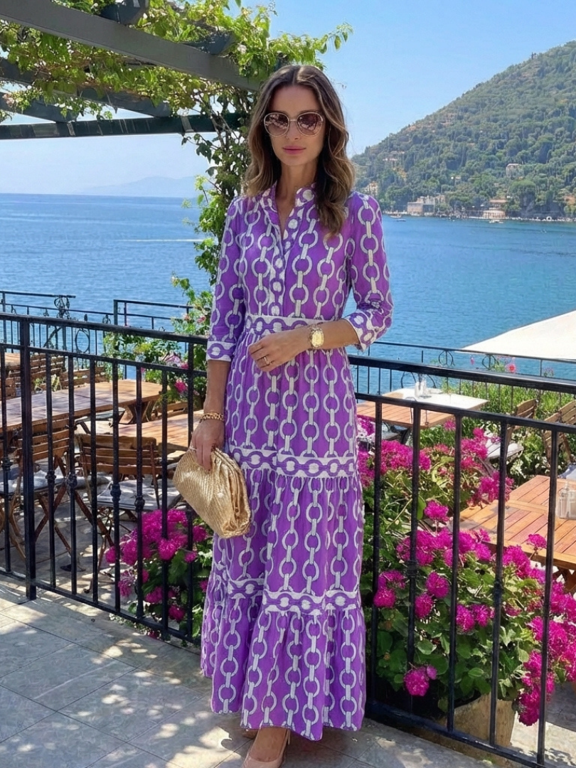 Elegant Long Sleeve A-Line Maxi Dress
