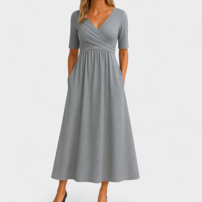 Gray dress with short sleeves on a white background