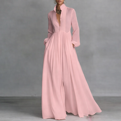 Elegant Long Sleeve A-Line Maxi Dress for Women