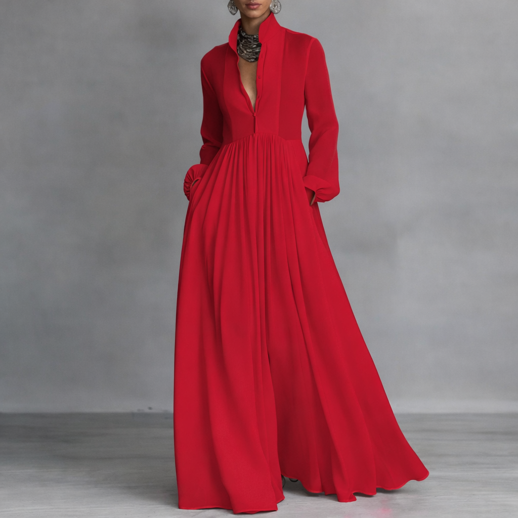 Elegant Long Sleeve A-Line Maxi Dress for Women