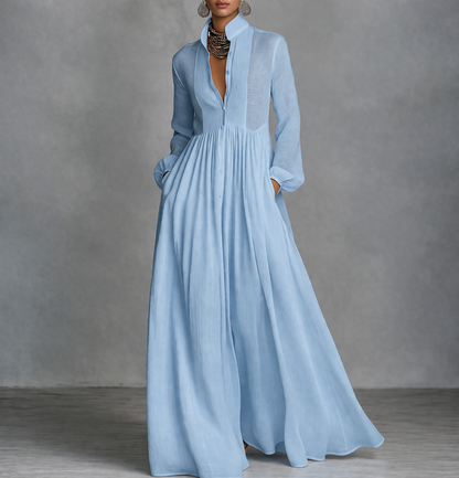 Elegant Long Sleeve A-Line Maxi Dress for Women