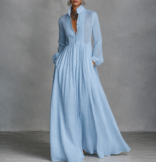 Elegant Long Sleeve A-Line Maxi Dress for Women