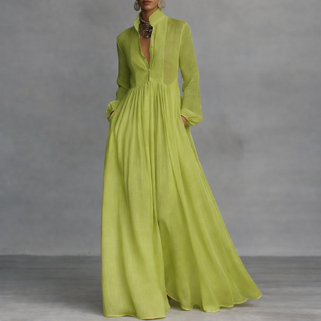 Elegant Long Sleeve A-Line Maxi Dress for Women