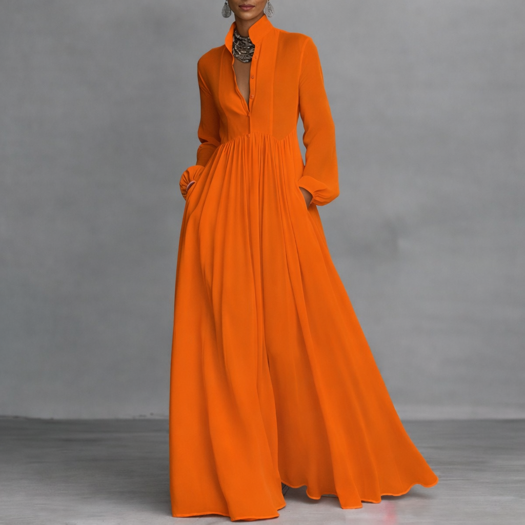 Elegant Long Sleeve A-Line Maxi Dress for Women