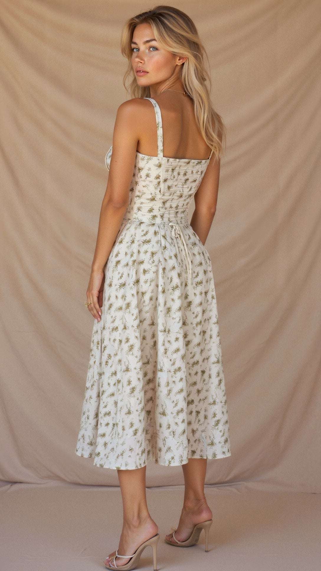 Elegant Floral Corset Midi Dress for Women