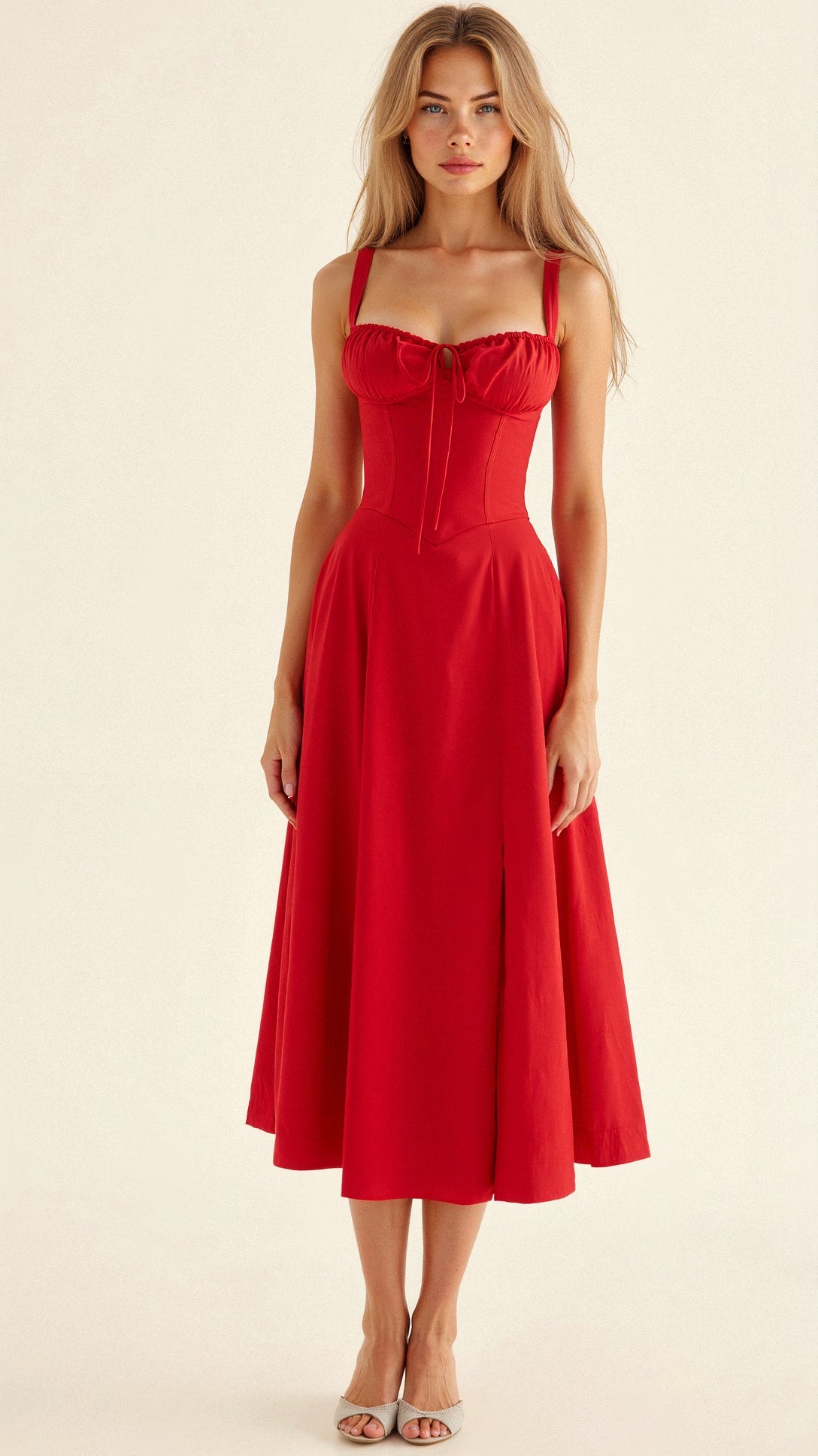 Elegant Floral Corset Midi Dress for Women