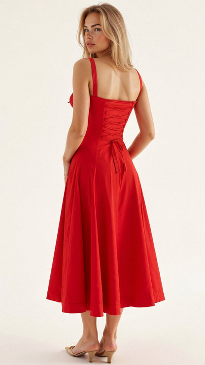 Elegant Floral Corset Midi Dress for Women