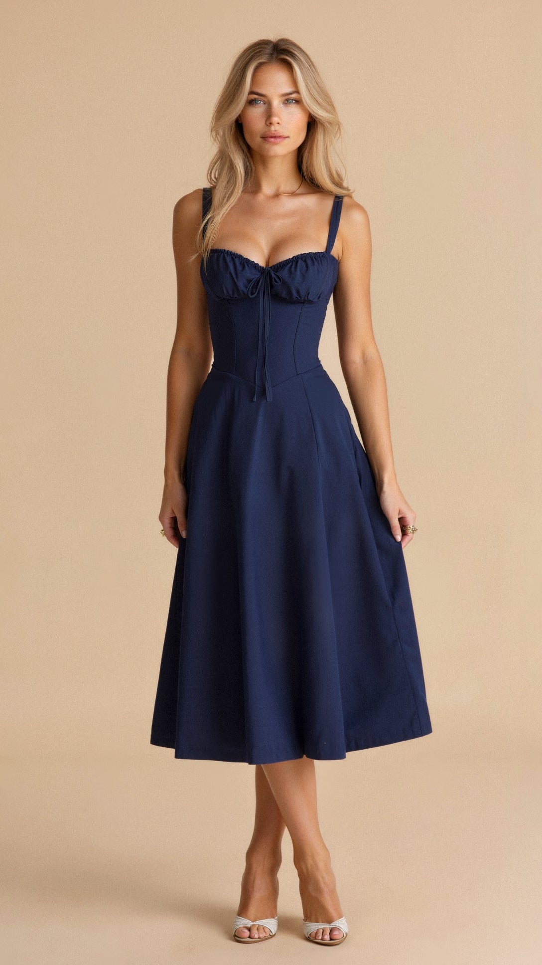 Elegant Floral Corset Midi Dress for Women