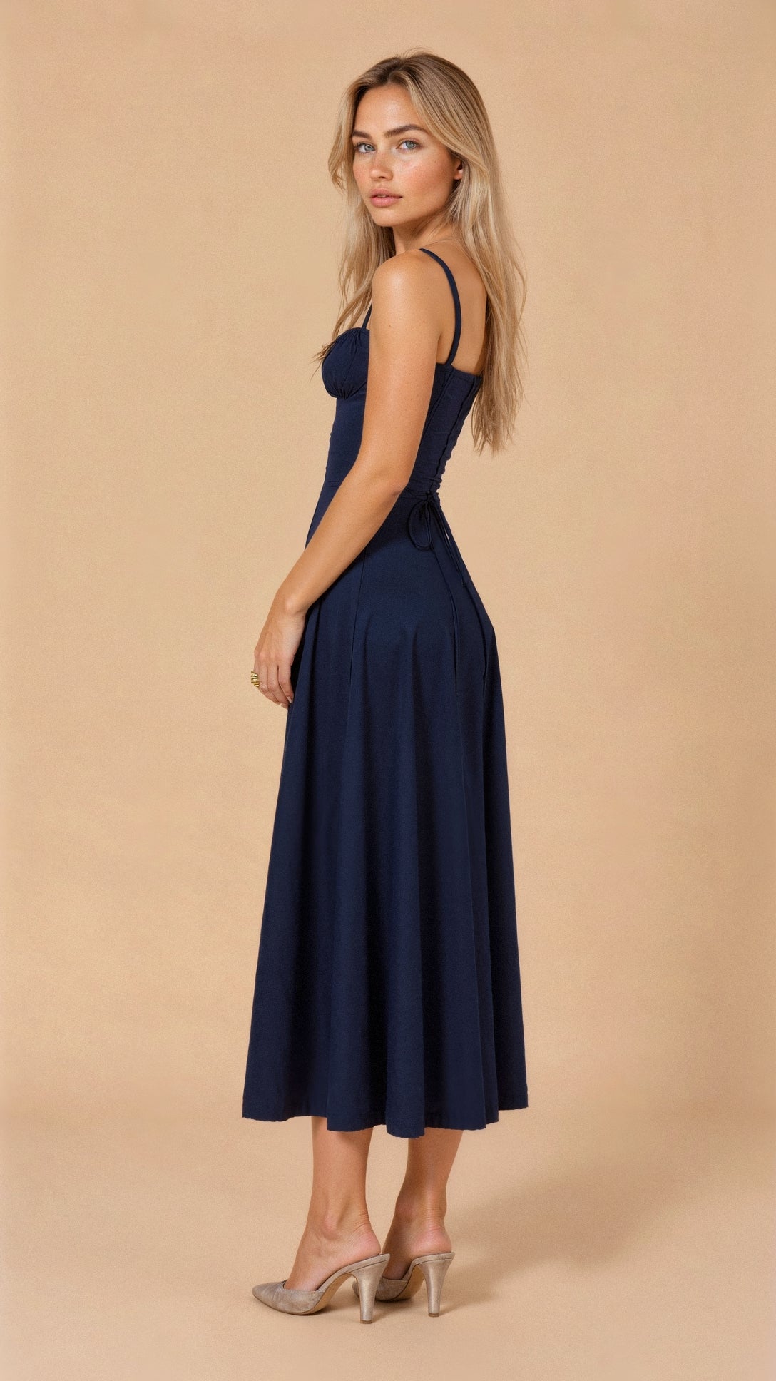 Elegant Floral Corset Midi Dress for Women