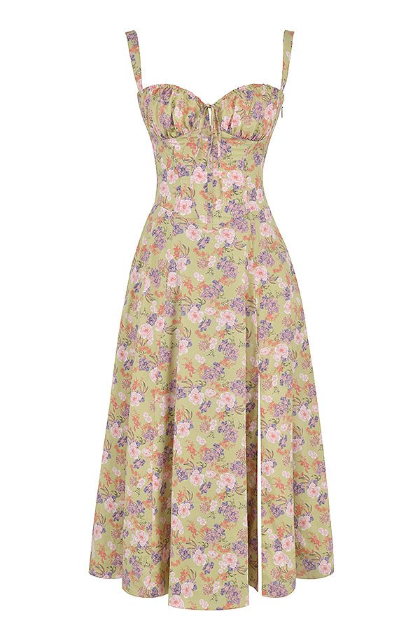 Elegant Floral Corset Midi Dress for Women
