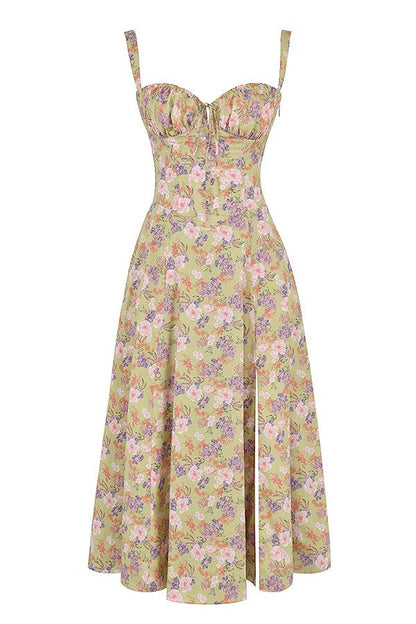 Elegant Floral Corset Midi Dress for Women