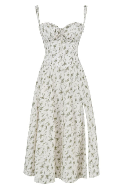 Elegant Floral Corset Midi Dress for Women