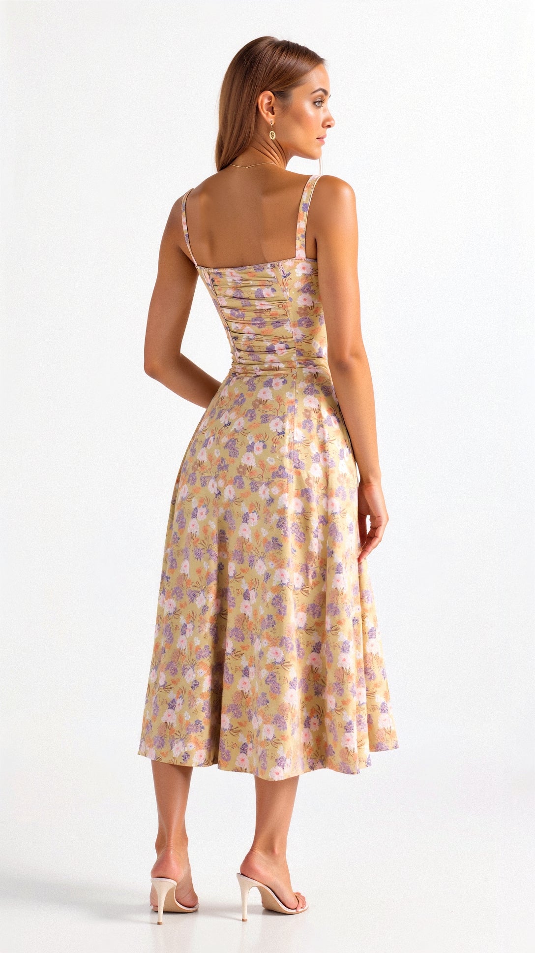 Elegant Floral Corset Midi Dress for Women