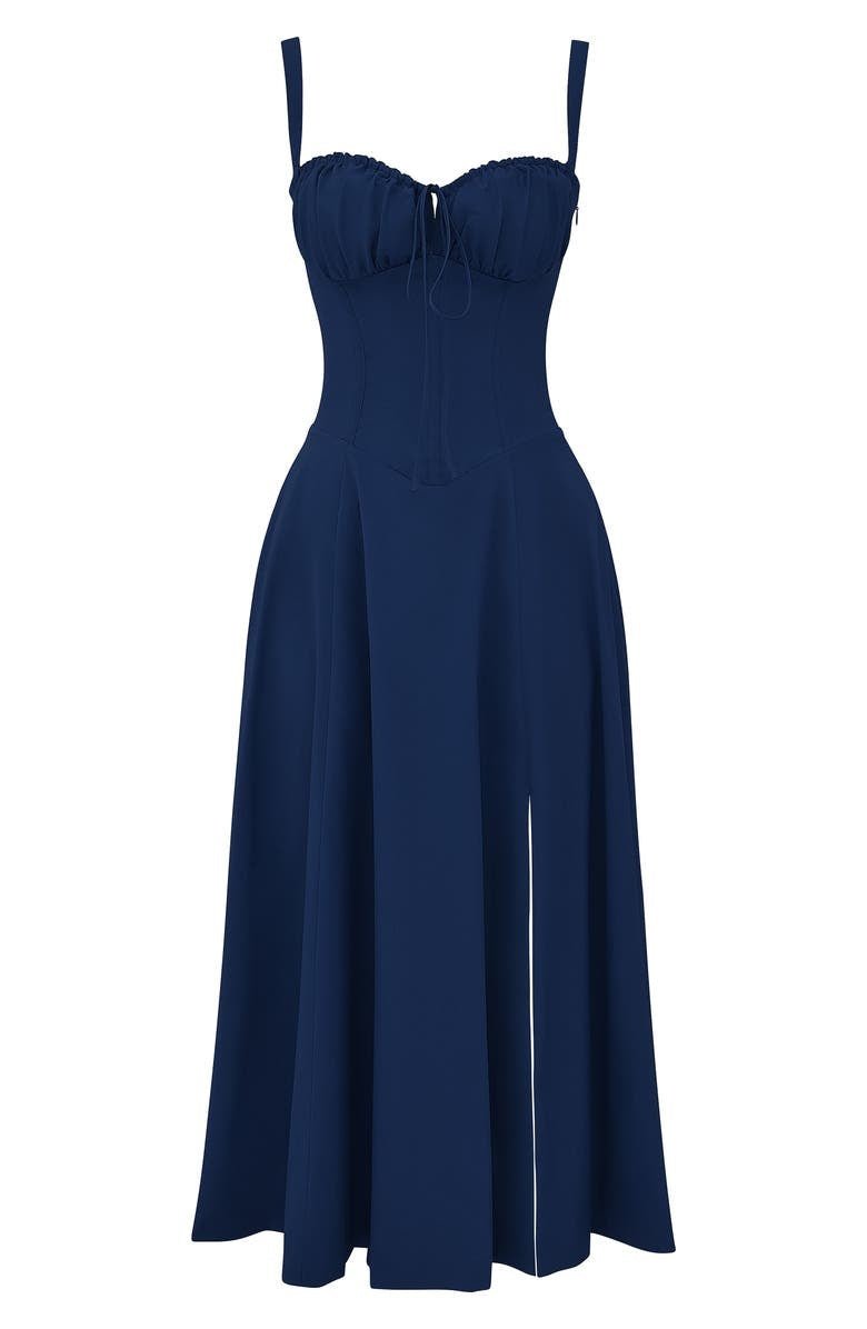 Elegant Floral Corset Midi Dress for Women