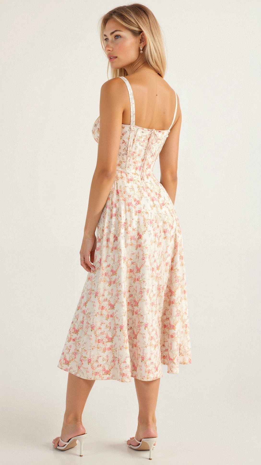 Elegant Floral Corset Midi Dress for Women