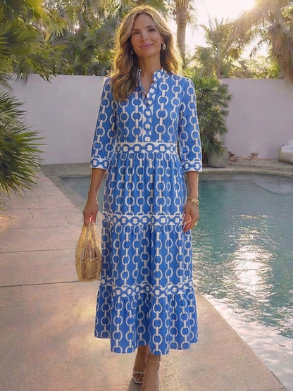 Elegant Long Sleeve A-Line Maxi Dress