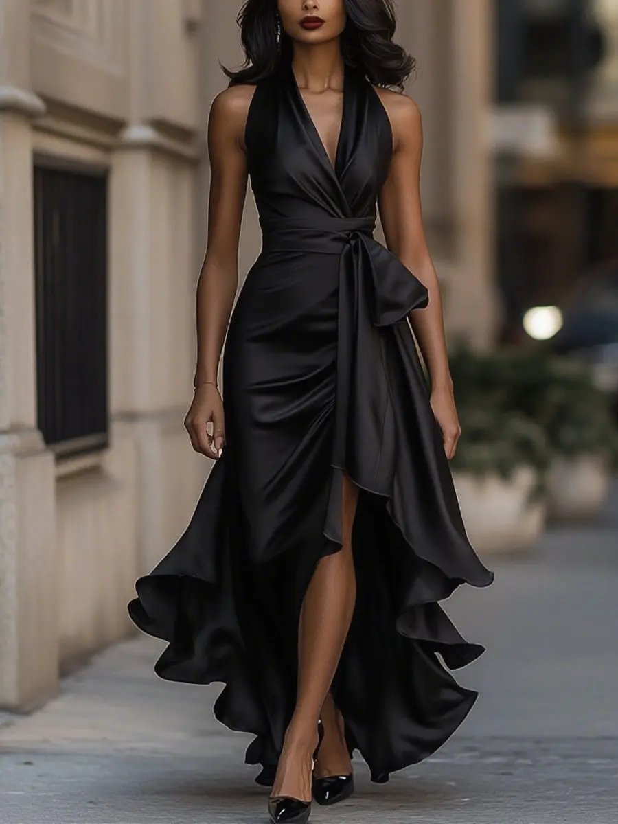 Elegant Halter Evening Maxi Dress for Women