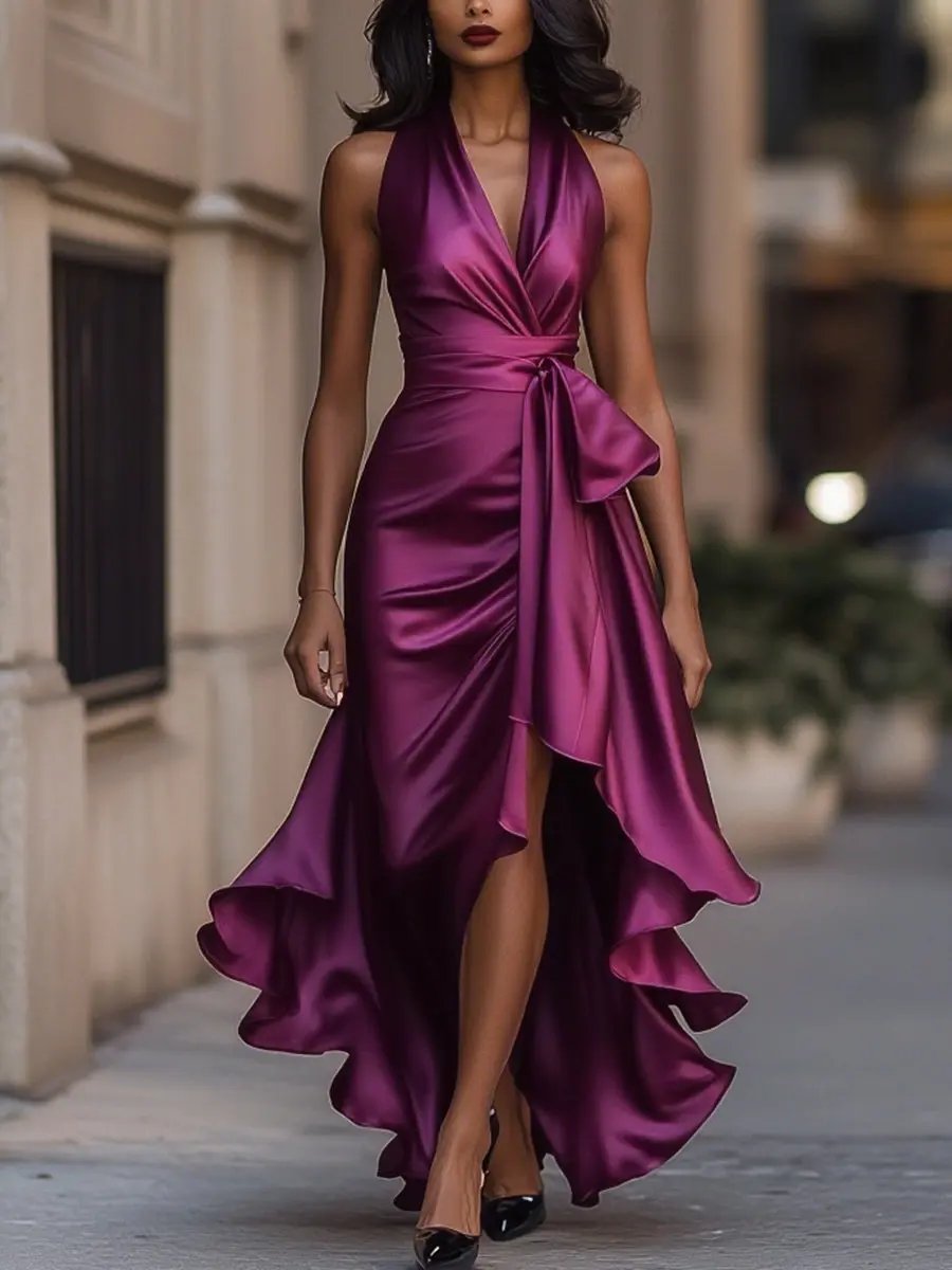 Elegant Halter Evening Maxi Dress for Women