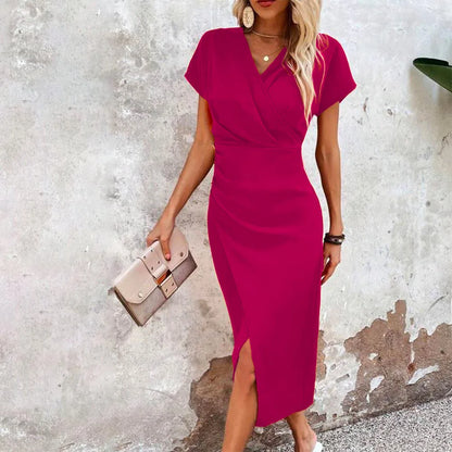 Formal Bodycon V-Neck Midi Dress for Women