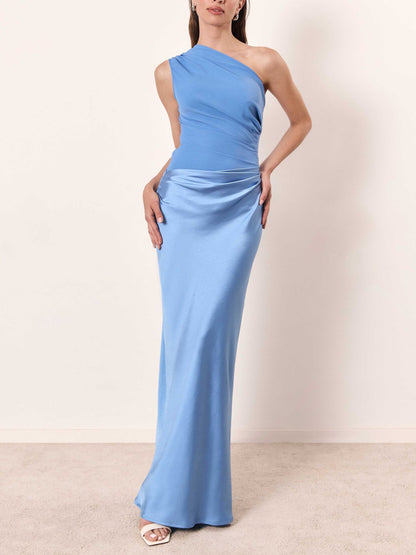 Elegant One Shoulder Evening Maxi Dress for Women