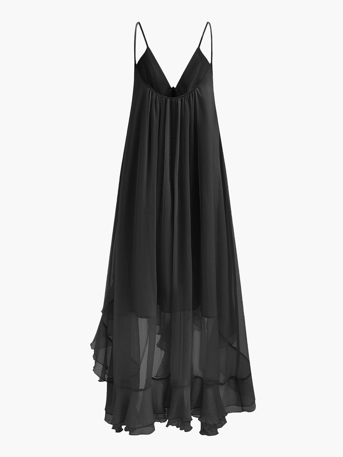 Black dress with thin straps on a white background
