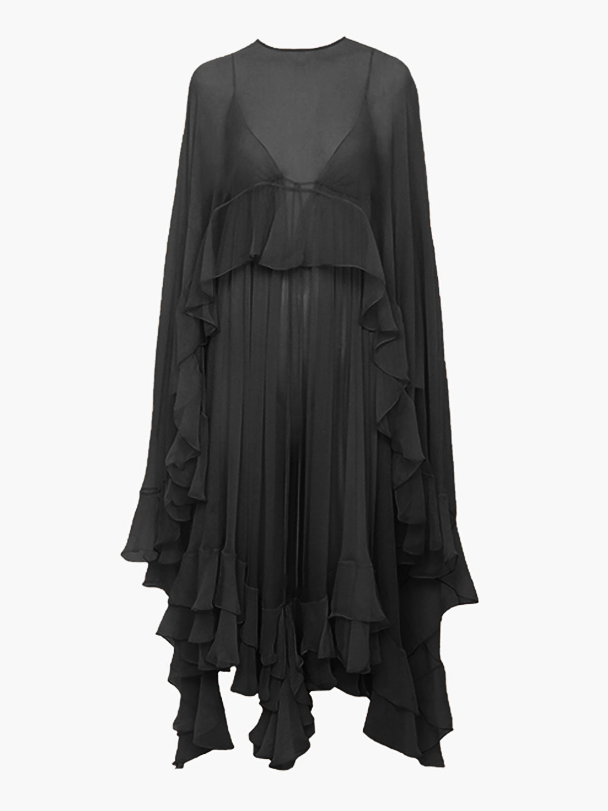 Black layered dress on a white background