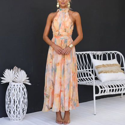 Halter Floral Maxi Dress for Women