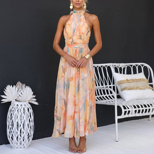 Halter Floral Maxi Dress for Women