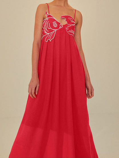 Embroidered Maxi Summer Dress for Women