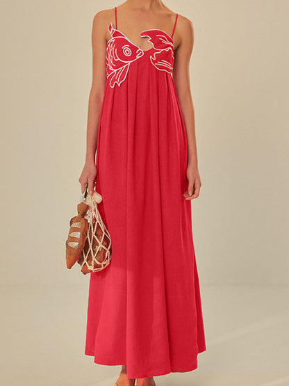 Embroidered Maxi Summer Dress for Women
